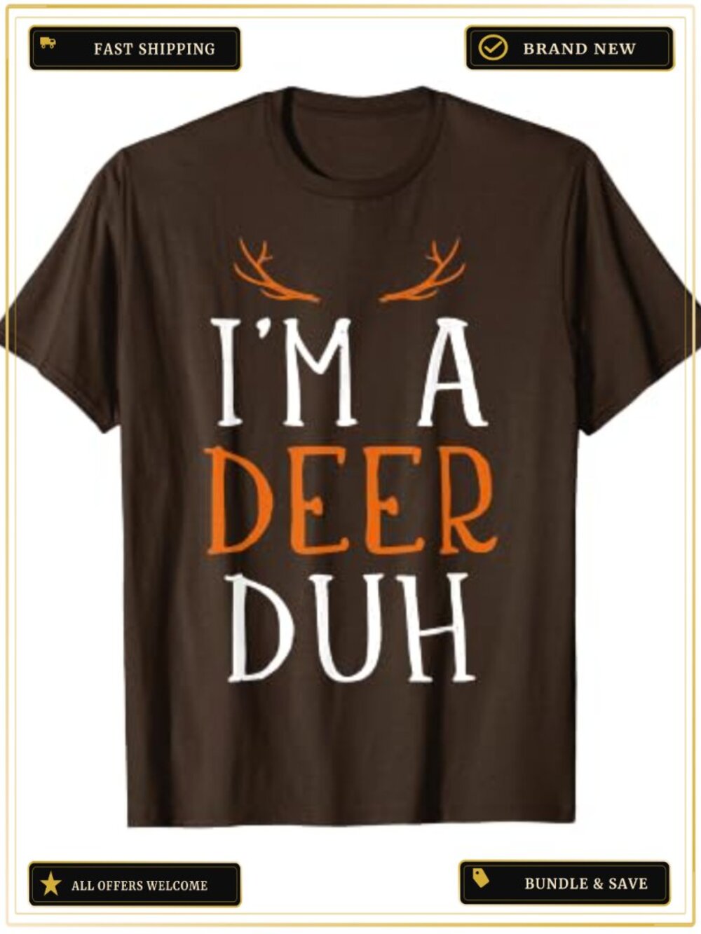 Funny I'm a Deer Costume T-Shirt Lazy Halloween Party Tee